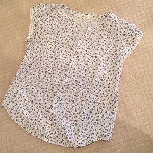 Cap Sleeve Floral Blouse